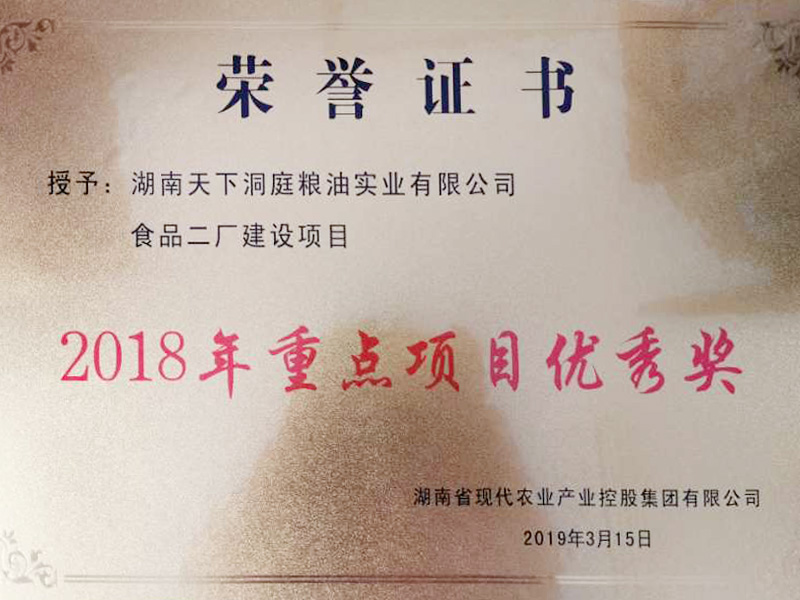 2018年重點項目優(yōu)秀獎