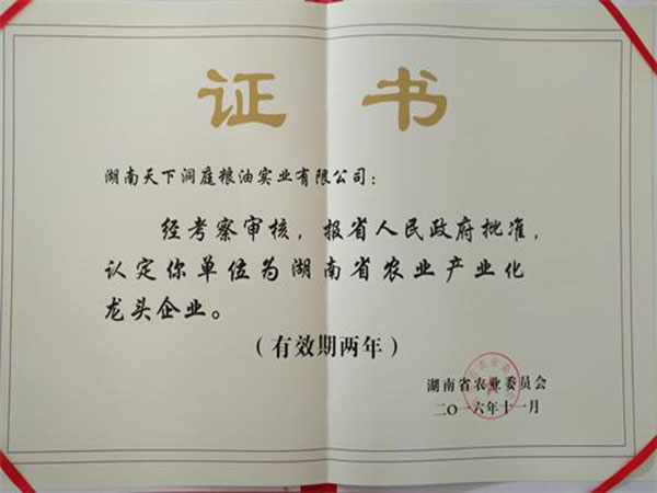 2016龍頭企業(yè)證書